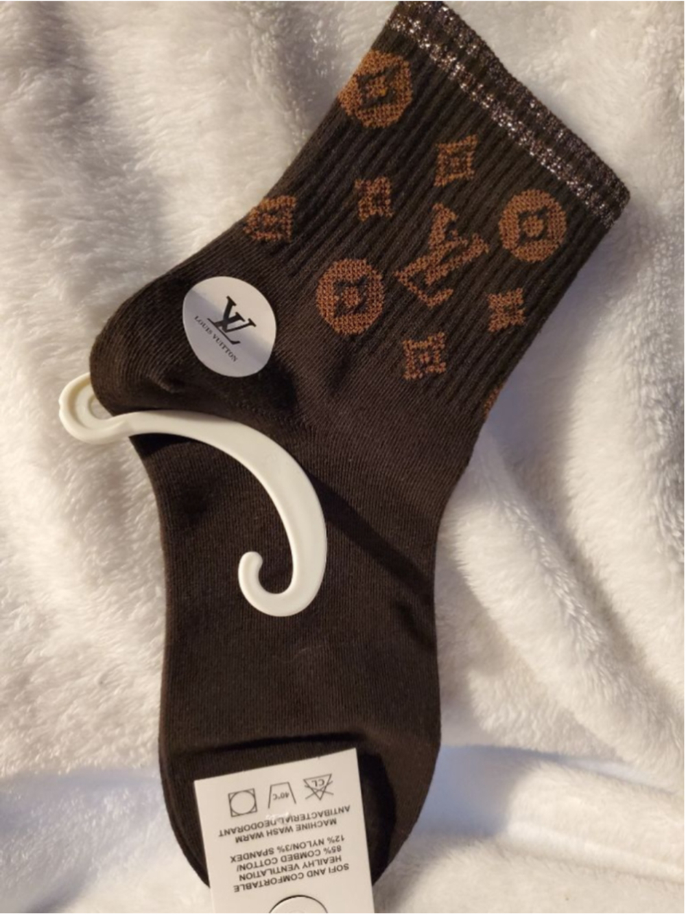 Brown + Gold cozy glittery Socks women sz 7-9